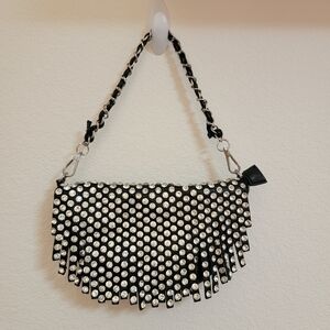 Black and Silver Rhinstone Flap Bag